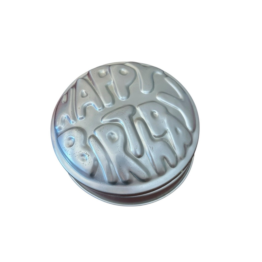 1974 Wilton Happy Birthday Round Cake Pan Aluminum Baking Mold #502-259